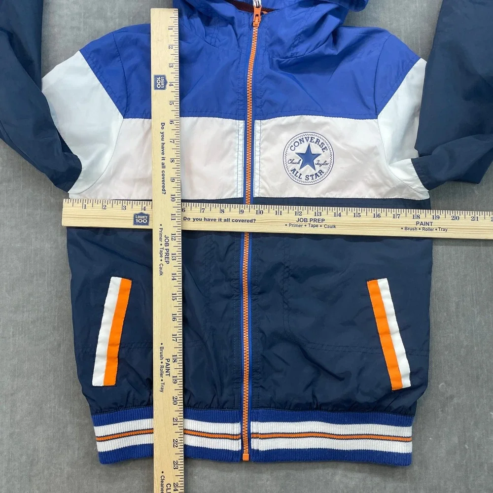 Converse Kids Large 12-13 Blue‎ Colorblock Windbreaker Jacket Hooded